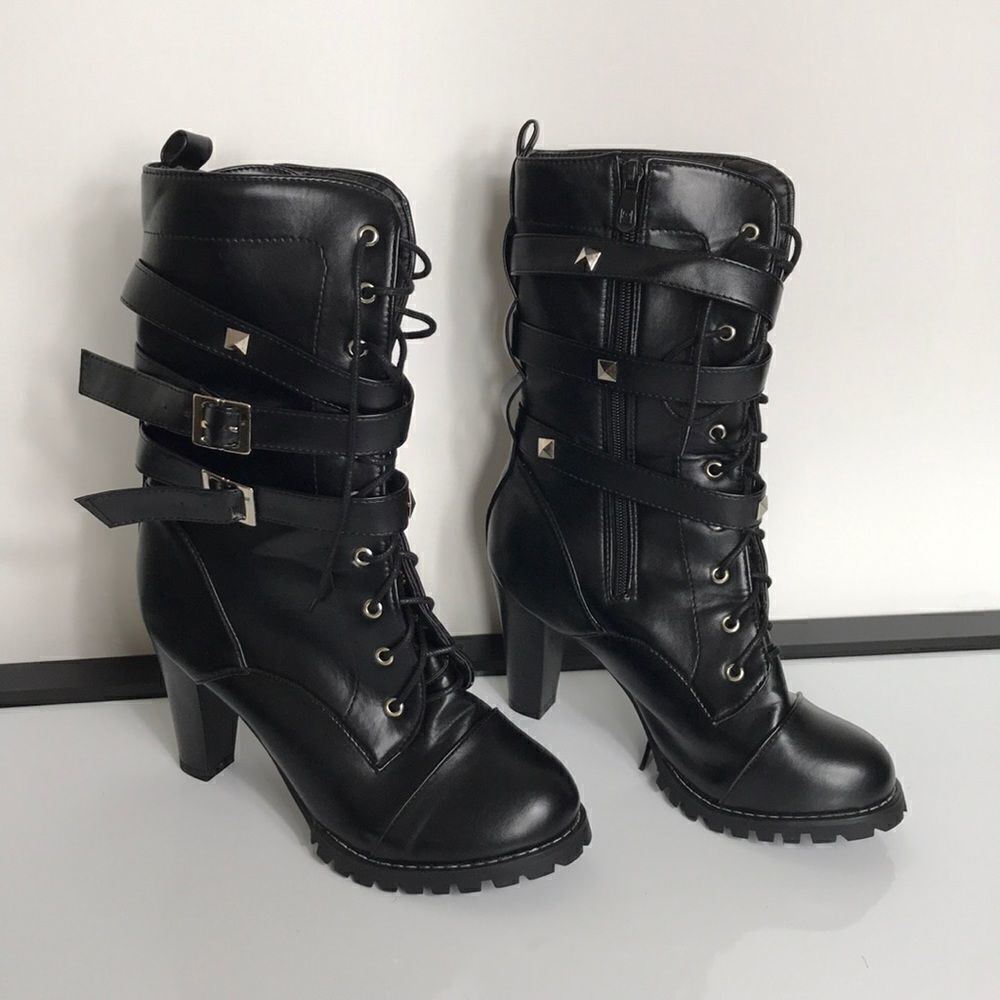 Unbranded Round-Toe Mid-Calf Heeled Boot - Picture 2 of 4